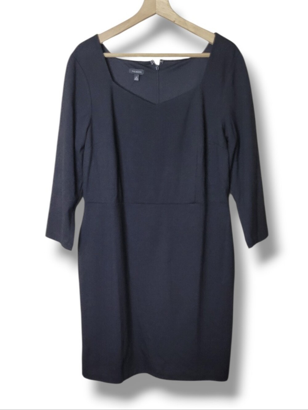 Talbots Black Knit Jersey Shift Dress Size 12 NWT